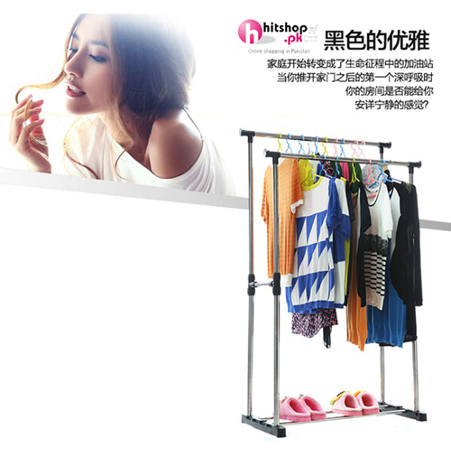 Multifunctional Double Pole Stainless Steel Drying Clothes Rack